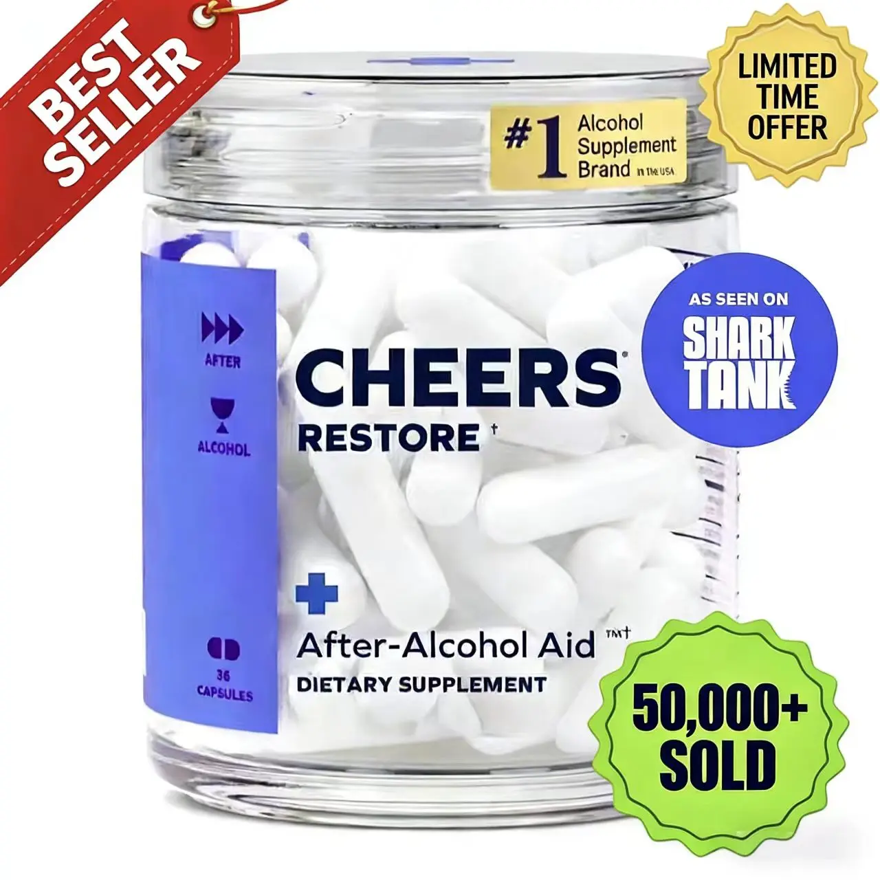 Cheers R&R Combo | Restore + Relief | After Drinking Next-Day Relief | L-Theanine + Ginger | Made In The USA