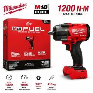 Milwaukee M18 FUEL Compact 1/2" Cordless Impact Wrench, 1200Nm High Torque Brushless Electric Wrench, Bare Tool / Full Kit with Battery & Charger Optional