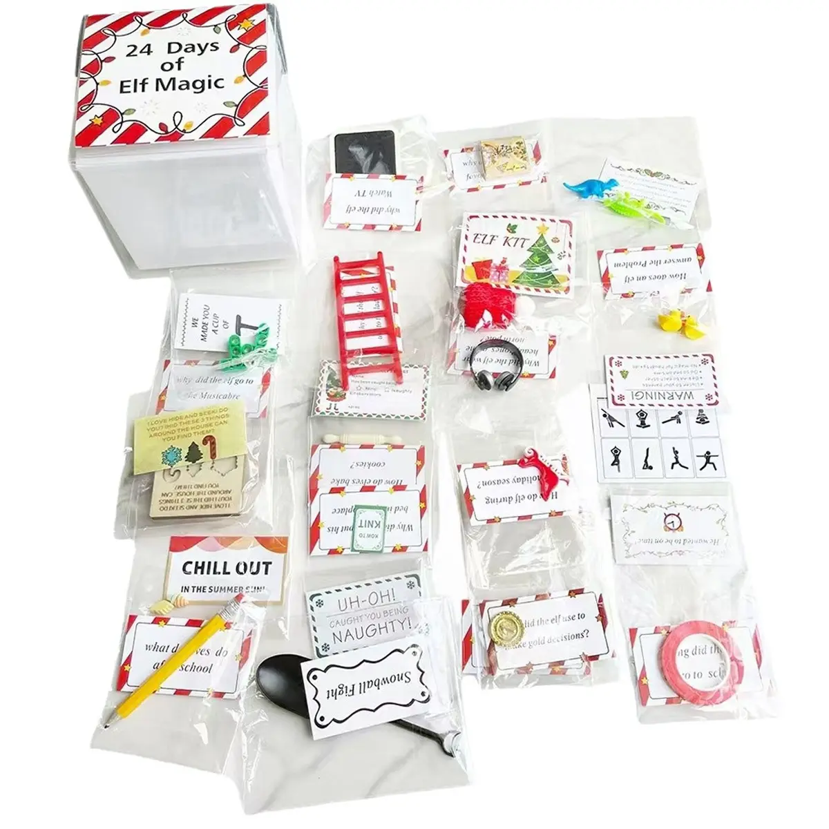 2025 Christmas Elf Kit 24 Days Best Countdown Gift for Festive Fun Child Friendly Party Favors Game （Special Edition：Find spelling errors）