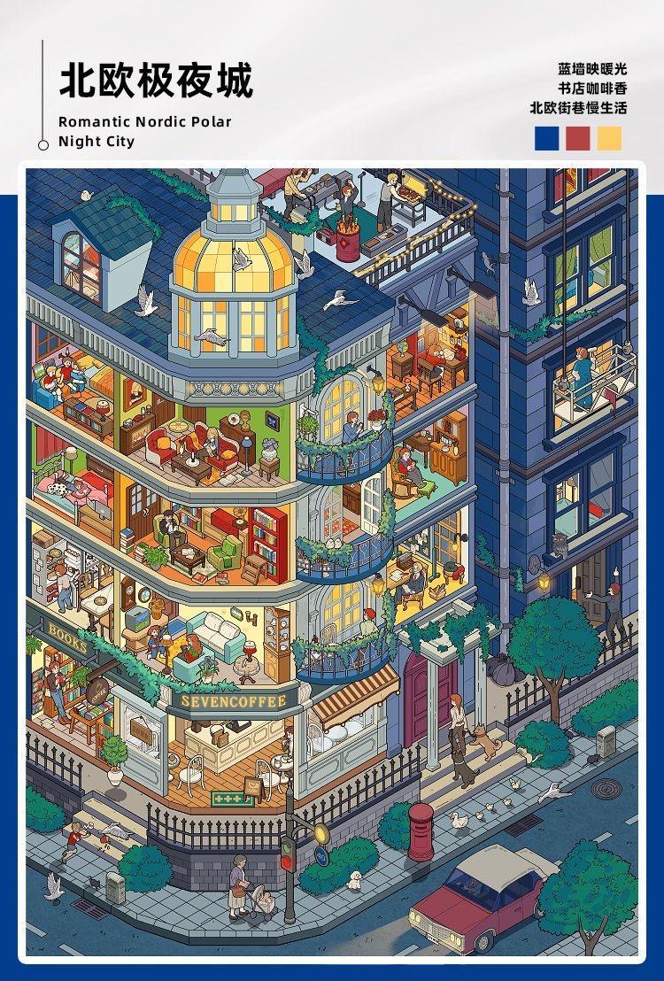 JoyJolly Telado Vol 10 Scene Sticker Book Urban Cubicles DIY Gifts Crafts Miniature Collection with 7 New Scenes