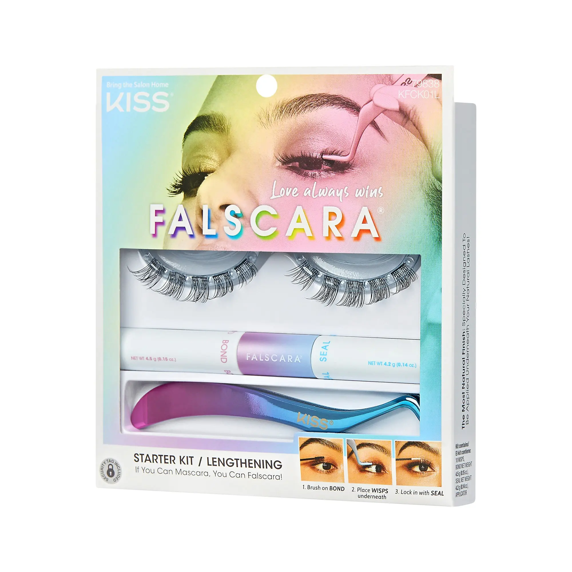 Falscara Pride Starter Kit - Lengthening Natural | DIY False Lash Extensions, Light Glam, Cluster Lash, Wispy Lashes, 10 Wisps, 10mm-12mm