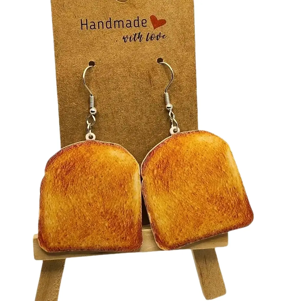 Toast Earrings for Women Lightweight Hook Earrings with Toast-Inspired Design Handmade Jewelry for Everyday Wear or Special Occasions Trendy Accessory
