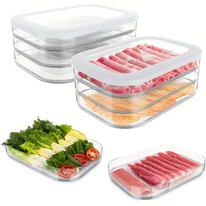 4 layers of stackable food storage containers, refrigerator storage boxes, meat fresh-keeping boxes, cooked food storage boxes, stacked sealed leak-proof design, can be reused in refrigerator freezers