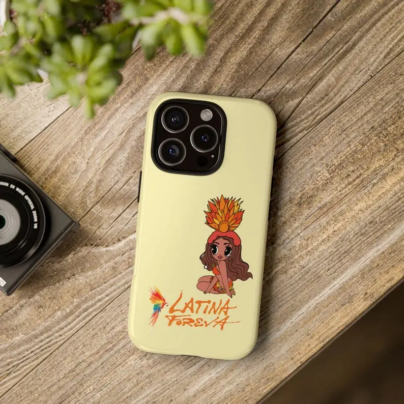 Latina Forever Phone Case, Tropical Carnival Dancer Graphic Cover, Colorful Parrot Art Protective Case for iPhone, Samsung, Latin Music Fan Gift