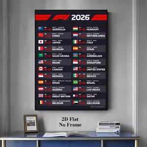 1Pc Unframed 2026 F1 Calendar Formula Map Canvas Painting Art Print Racing Car Wall Art Wall Decor Bedroom Decor Living Room Decor Home Decor