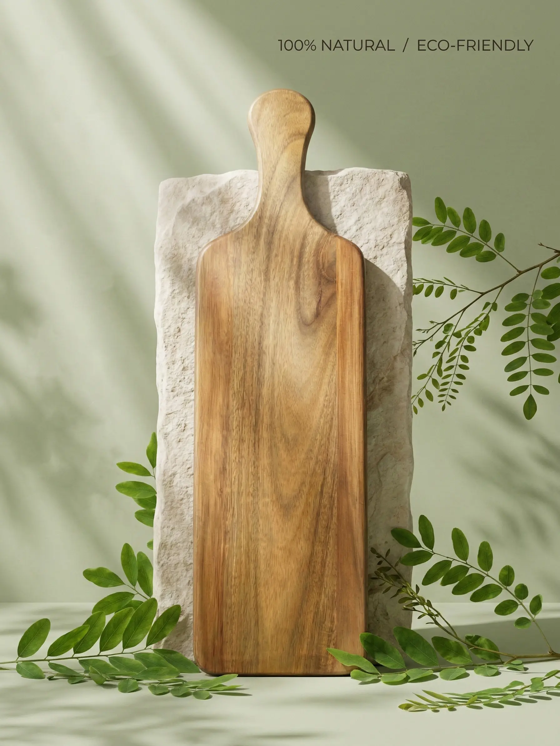 Premium 20" Acacia Wood Charcuterie Board with Handle - Large Cutting Board & Serving Tray