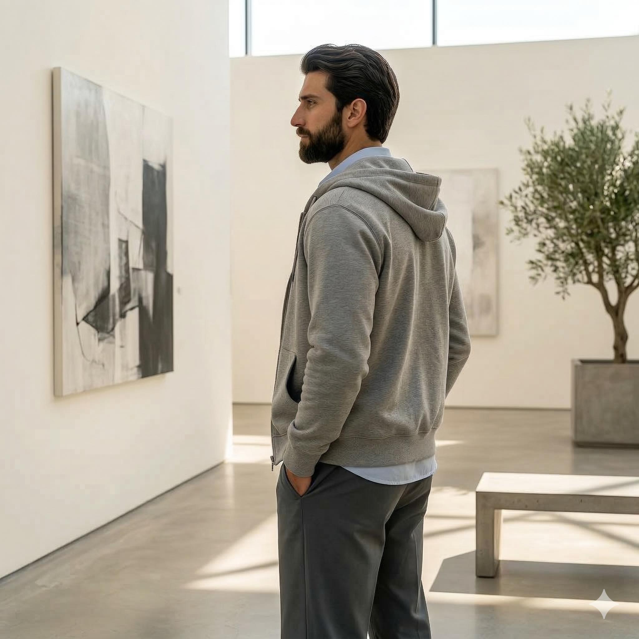 DGLink Men's Zipper Hoodie Classic Style Double-Layer Knit Long Sleeves Dropped Shoulder Design Fashionable Retro Streetwear Comfortable Cotton Blend Casual Sportswear Faith Symbol Top Pullover Style Streetwear Sweatshirts