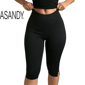 ASANDY Women High Waisted Capri Leggings Elastic Slim Fit Casual Yoga Workout Dressy Activewear Cropped Pants for Daily Outdoor