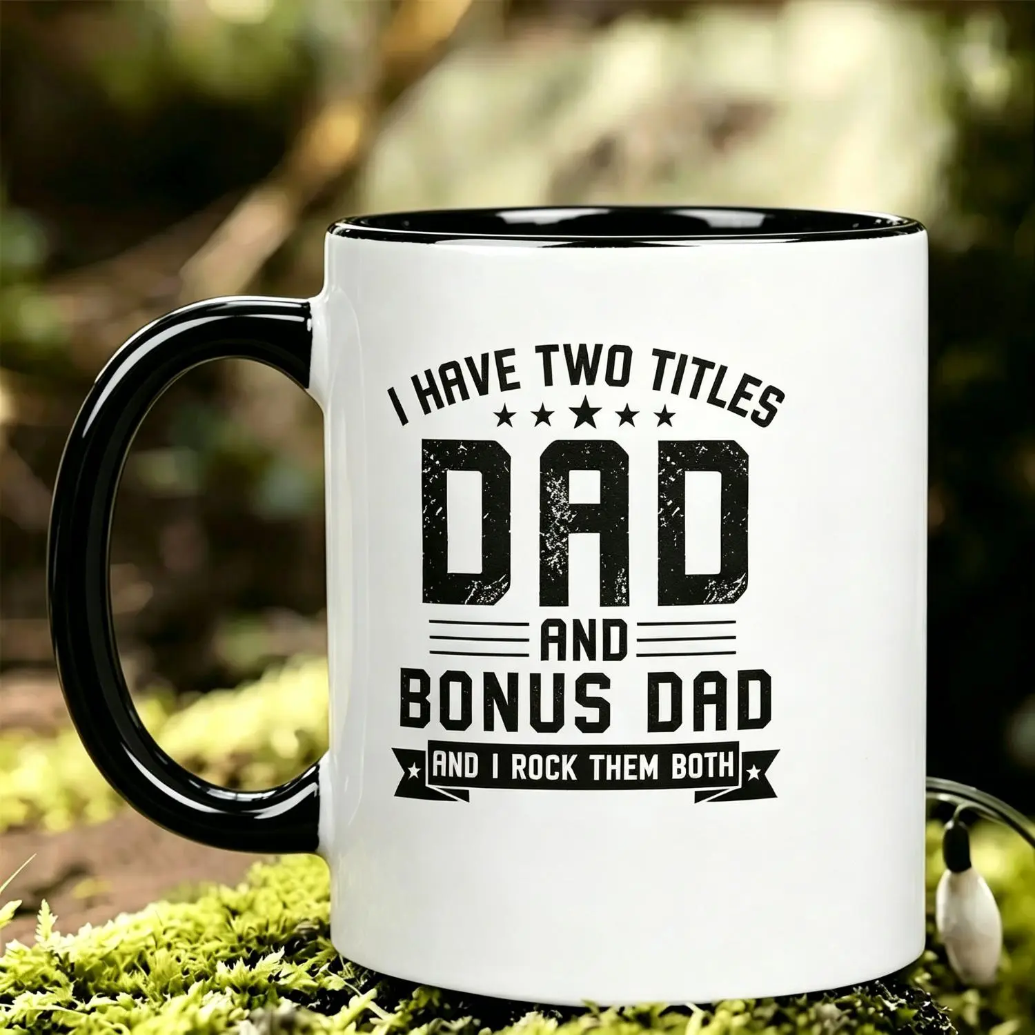 I Have Two Titles Dad And Bonus Dad Reusable Coffee Cups Step Dad Father's Day Gift Men's Ceramic Mug Back Print, Stepfather Unisex 1pc 11Oz Ceramic Mug