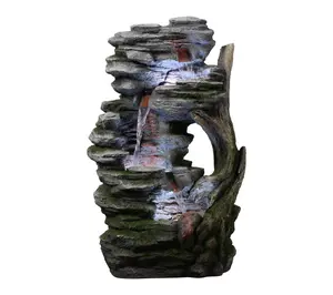 Teamson Home Outdoor 32" Cascading Faux Rock &Wood Fountain
