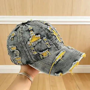 Washed Ripped Denim Baseball Cap | Distressed Adjustable Sun Hat - Trendy Casual for Men & Women