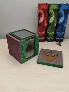 MTG EDH Deck Box | Mythic Dinosaur Deck Box  Commander Showcase Display Slot| Magnetic Top Fantasy Gaming Cards Organizer