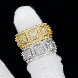 Baguette Cluster CZ Eternity Band - Hip Hop Bling Cluster Ring, Cubic Zirconia Baguette Diamond Ring, Cluster Rings, Cubic Zirconia Rings