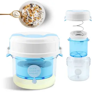 Greek Yogurt Strainer with Lid, Yogurt Maker, Ultra Fine Mesh Nylon Yogurt Filter Separator for Homemade Velvety Greek Yogurt, 450g Capacity Spring Pressurization Blue