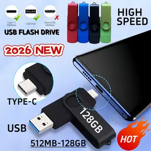 128GB USB 2.0 Flash Drive, High-Speed Rotating Color Design, Durable 2 in 1 USB Type-C Drive, Supports OTG, Easy Plug & Play, USB Flash Drives