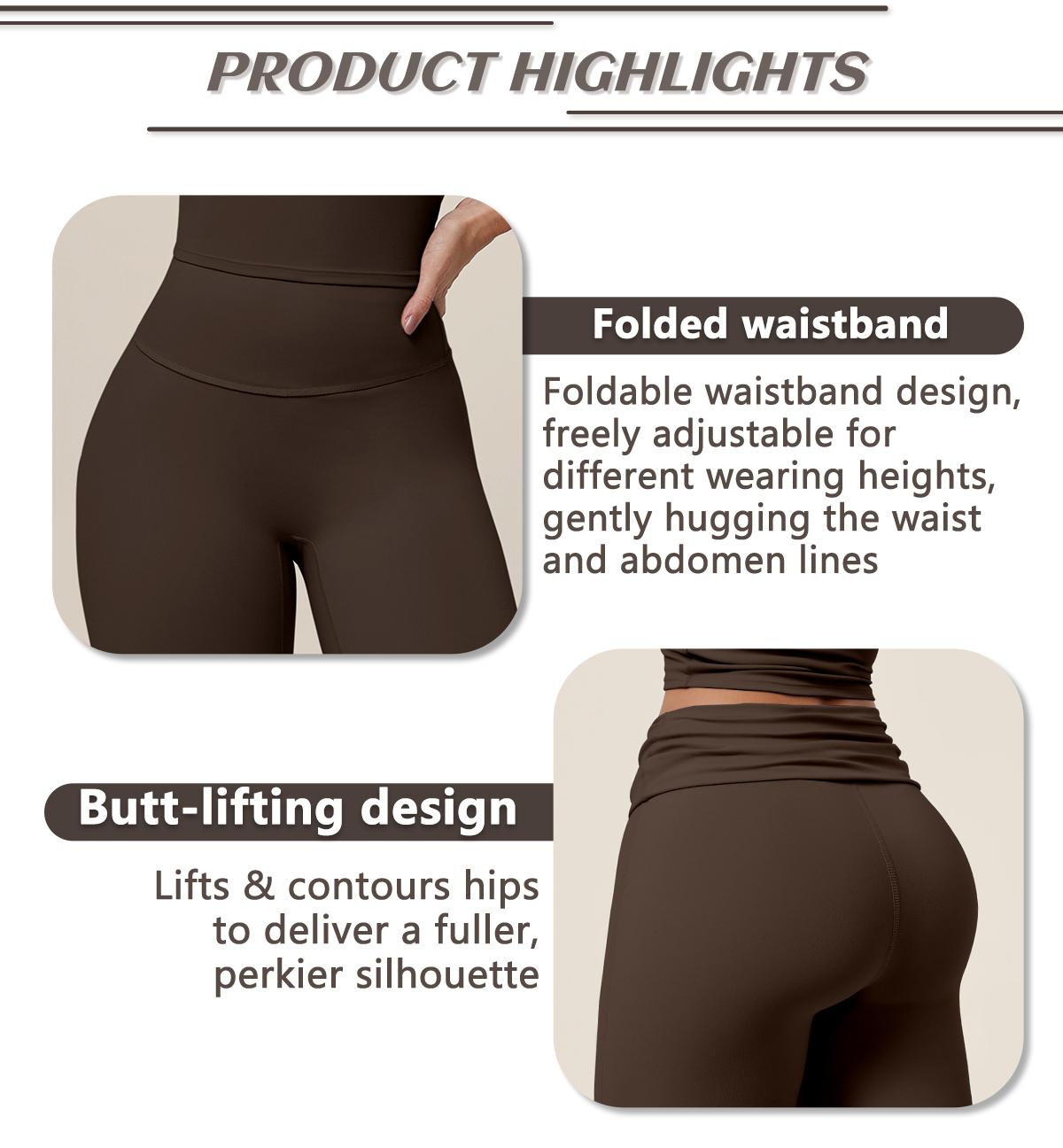 TIMEOFF Women's Fold‑Over Waist Knee‑Length Leggings - Two‑Way Wearable, Butt‑Lifting Design, Stretchy Breathable Fabric | Tummy Control, Non‑Slip, No Ride‑Up | Ideal for Yoga, Gym, Running & Casual Wear TIMEOFF Women's Fold‑Over Waist Knee‑Length Leggings - Two‑Way Wearable, Butt‑Lifting Design, Stretchy Breathable Fabric | Tummy Control, Non‑Slip, No Ride‑Up | Ideal for Yoga, Gym, Running & Casual Wear
