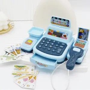 Supermarket Cash Register Toy Set, Simulated Cash Register Toy with Scanner, Interactive Sound and Light Features Pretend Play Toy for Boys and Girls