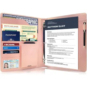Business/Resume Portfolio Folder Binder, Padfolio with 3 Ring Binder, Interview/Conference/Legal Document Organizer, Leather Portfolio Padfolio for Women/Men-RG