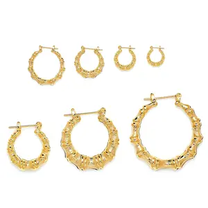 JOY JEWELRY - Gold Round Bamboo Earrings