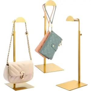 Purse Display Stands, 3 Pack Gold Purse Display Rack Stainless Steel Handbag Display Stand Adjustable Height Bag Display Stand Holder Anti-fingerprint for Retail Boutiques Commercial Store Organiser Set hat organizer