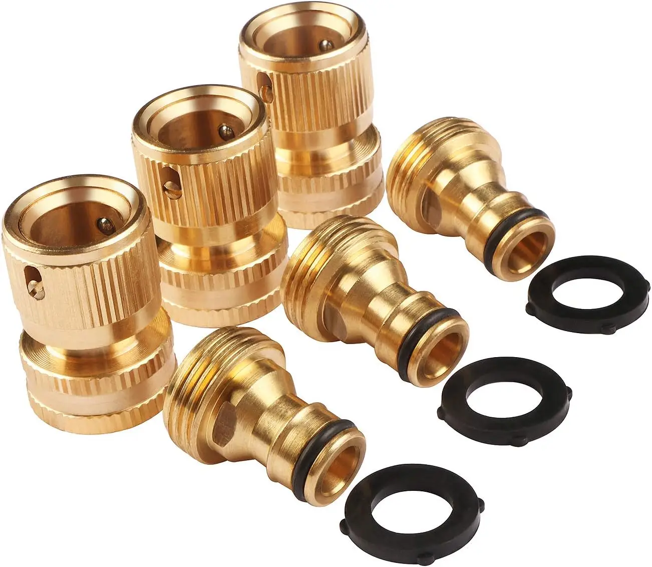 U.S. Solid 3 Pack Brass Garden Hose Quick Connector 3/4" Hose Fitting Adapter