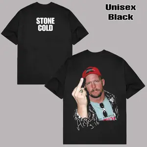 NEW STONE COLD  2 side shirt ,  Unisex Acid Wash Tee , WWE Legend Streetwear, Wrestling Print , Cotton Vintage Graphic Design,, Graphic Tee T-Shirt  Wash , Classic , Fan Gift Top Fabric Menswear Casual Wrestling Crew Neck Garment