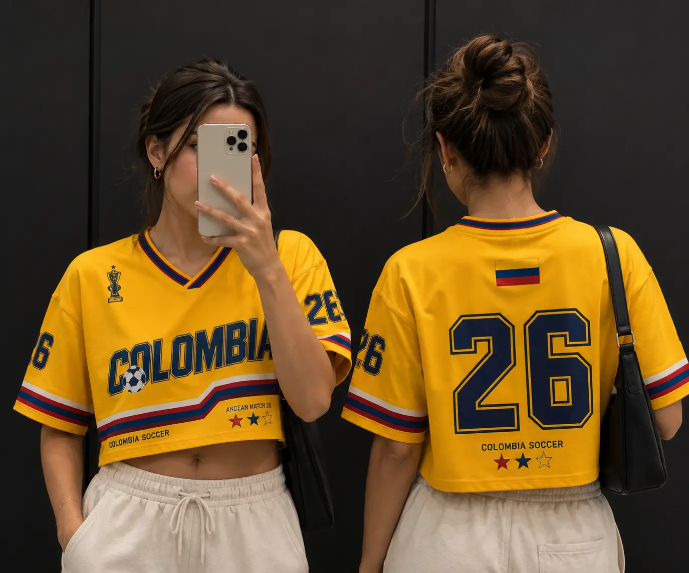 [Custom any Request] Custom Colombia Soccer Crop Top Mesh Jersey Shirt, Women's Colombian Jersey Shirt, Retro Football Jersey, Personalized Name & Number Soccer Top, WC 2026 Fan Apparel, Game Day Outfit Gift Jersey, Soccer Fan Gift for Women, Womenswear