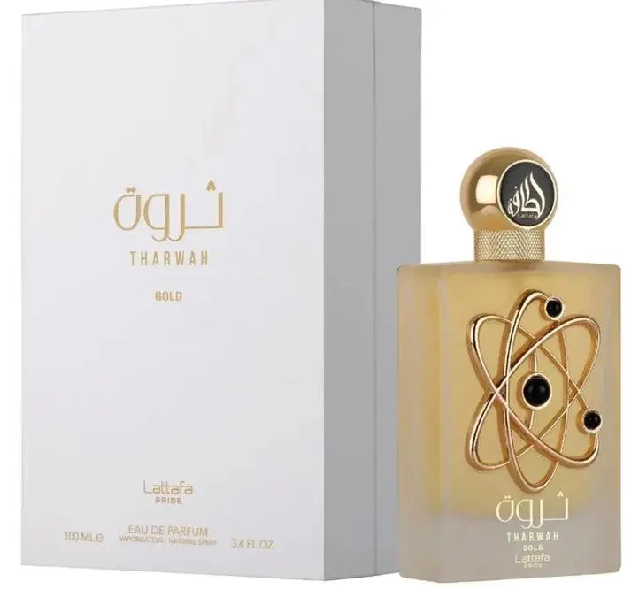 Tharwah Gold Eau de Parfum for Women - Floral Ambery EDP Spray with Candied Sweet Top, Jasmine, Orange Blossom, Amber Notes, Floral Vanilla Perfume Scents, 100mL (3.4oz), Floral Scents