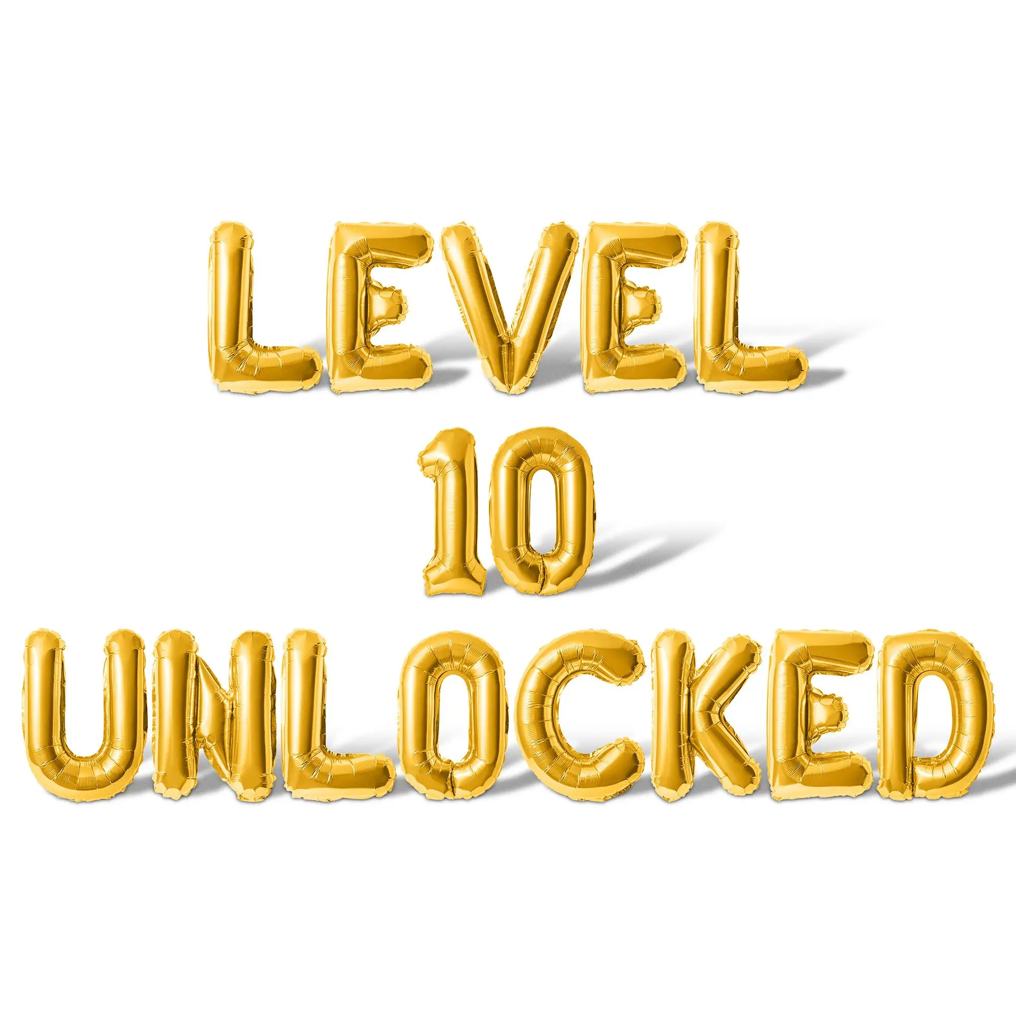 Letter Balloons - LEVEL 10 UNLOCKED 16" Inch Alphabet Letters Foil Mylar Balloon 10th Birthday Party Banner