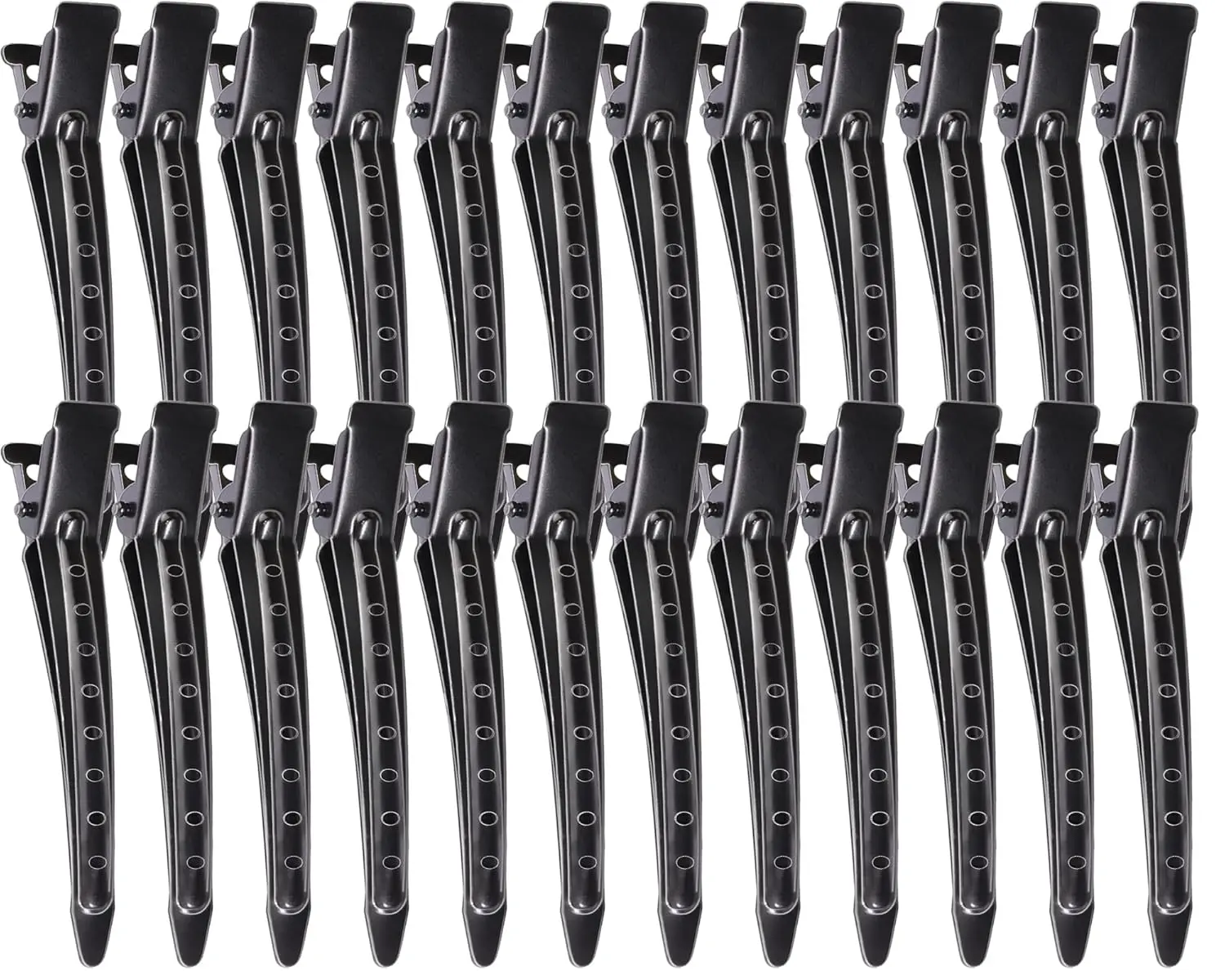 Duck Billed Clips, 30 count 3.5 inch Metal  Hair Clips with Holes, Hair Clips for Styling Sectioning, Hair Coloring, Pin Curl Clips for Hair Roller, Black
