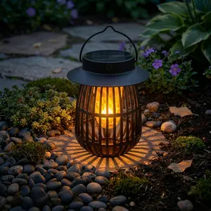 Mother's Day Gift for Mom – Solar Flame Lantern Outdoor Lights, Flickering Flame Garden Light – Solar & USB Dual Charging, IP65 Waterproof Solar Garden Lights Outdoor for Balcony, Patio, Yard – Create a Warm & Cozy Night for Mom