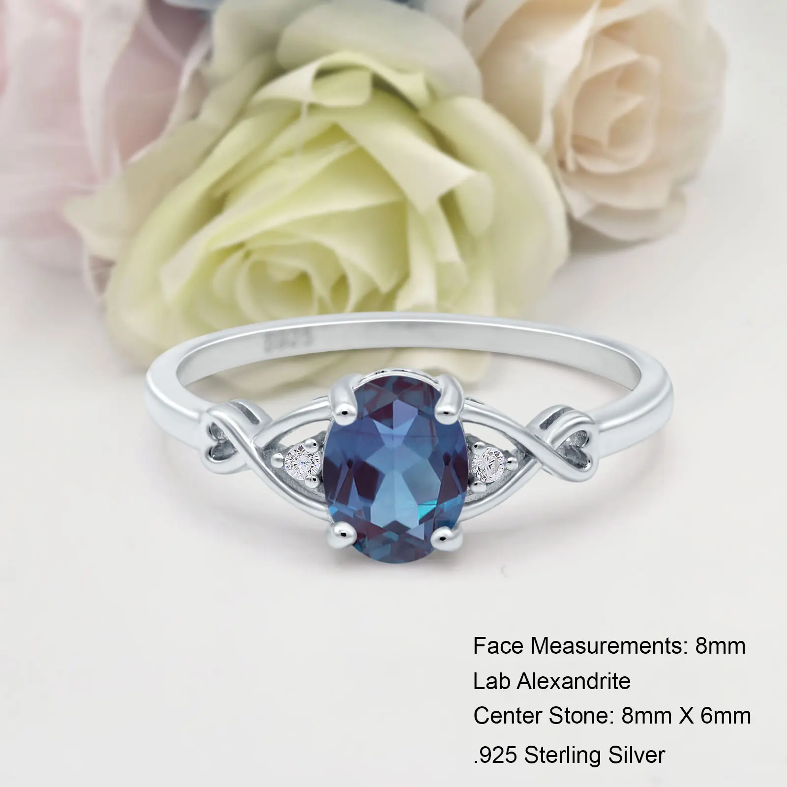 Art Deco Twisted Split Shank1.21 Carat Lab Alexandrite Bridal Band Women Wedding Engagement Oval Shape Ring 925 Sterling Silver 8mm
