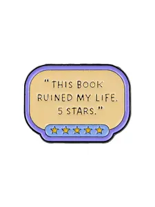 This bpok ruined my life.5 stars." Personalized English Short Quote Badge, Fashion Letter Design Enamel Brooch, Zinc Alloy Sweater Backpack Hat Jacket Accessory Gift Durable Metal Pins