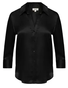 L’AGENCE Dani Three Quarter Sleeve Blouse in Black