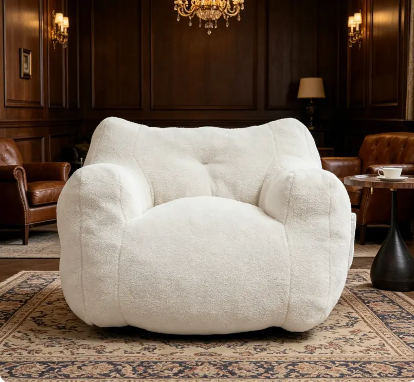 Comfy Foam Filled Bean Bag Chair with Armrests, Soft High-Density Foam Lazy Sofa, Relaxing Upholstered Leisure Chair for Living Room Bedroom Reading Space Home Decor