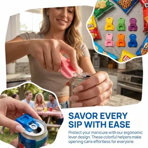 6-Piece Colorful Drink Can Covers with Easy-Open Bottle Opener, Perfect for Soda Beer Cola, Bug Prevention for Long Nails, Party BBQ Beach Essential