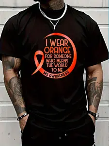 100% Cotton I Wear Orange For Someone Ms Multiple Sclerosis Awareness T-Shirt Women's Men's Graphic Tee Crew Neck summer vacation Tops