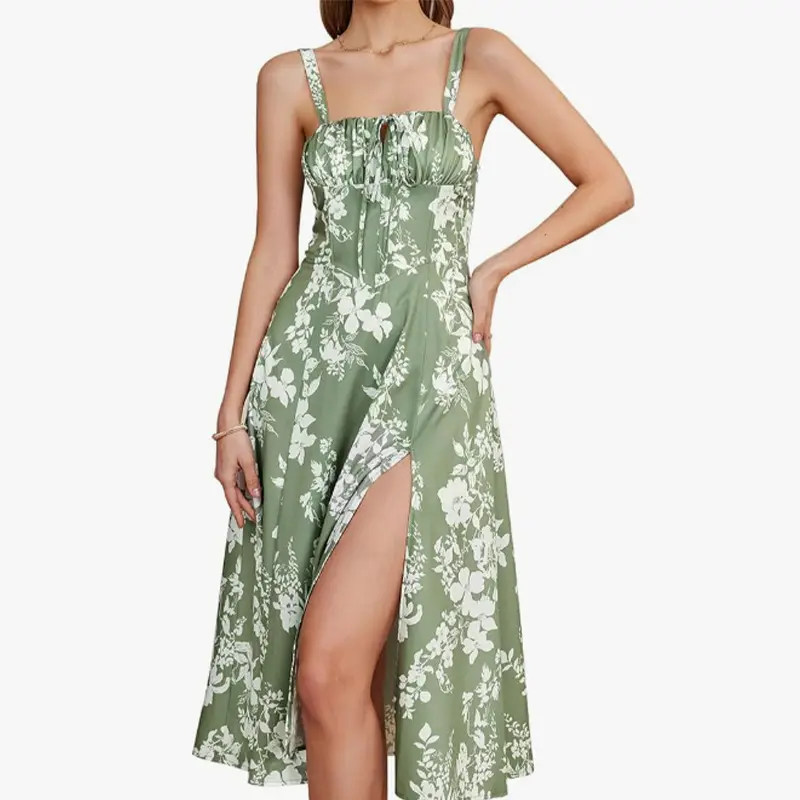 White flowers on green background