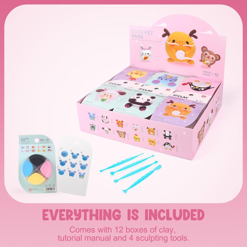 【LOUFOR】Air Dry Clay Kits - Modeling Clay for Kids, Ultra Light & Soft, Safe & Non-Toxic, DIY Airdryclay Kit with Sculpting Tools and Tutorials, Creatible Art Crafts Toys Gifts for Boys Girls，[XmasGifts]   Plastic Gift Set,Blackfriday,Christmas