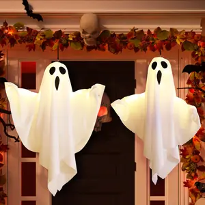Halloween Hanging Ghost LED Lights  | Spooky Outdoor Porch Decor | Viral Yard Tree Hanging Decor | Fall Party Must-Have