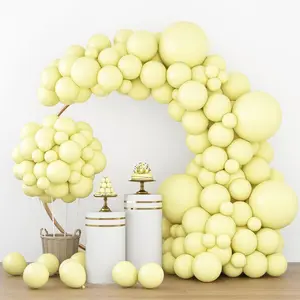 129-Piece Pastel Yellow Balloon Arch Kit – Includes 18", 12", 10", and 5" Light Yellow Balloons for Weddings, Birthdays, Baby Showers, Easter & Party Decor