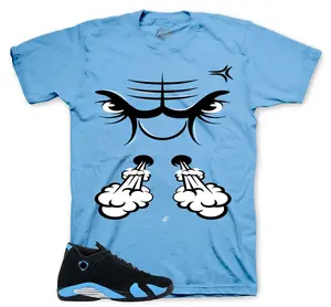 Shirts To Match Retro 14 University Blue AJ14 - Raging Face Sneaker Tee
