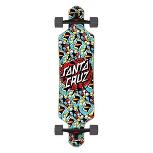 9.00in Screaming Scratched Hand Dot Santa Cruz Drop Thru Longboard