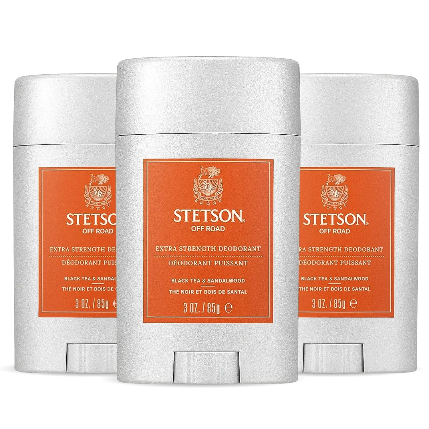 STETSON Men's Extra Strength Deodorant Gel Stick - 3 oz, 3 Pack - Off-Road Scent Notes - Aluminum-Free, Paraben-Free - Grooming Kit Essential