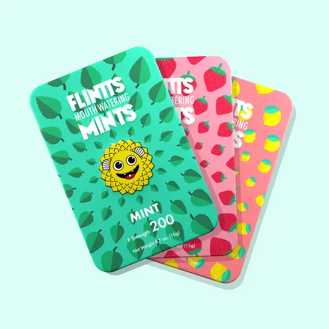Flintts Mints After Party Variety 3 Pack- Mint, Strawberry Magic Lemon - Natural Flavors, Sugar-Free & Vegan, Dry Mouth Mints