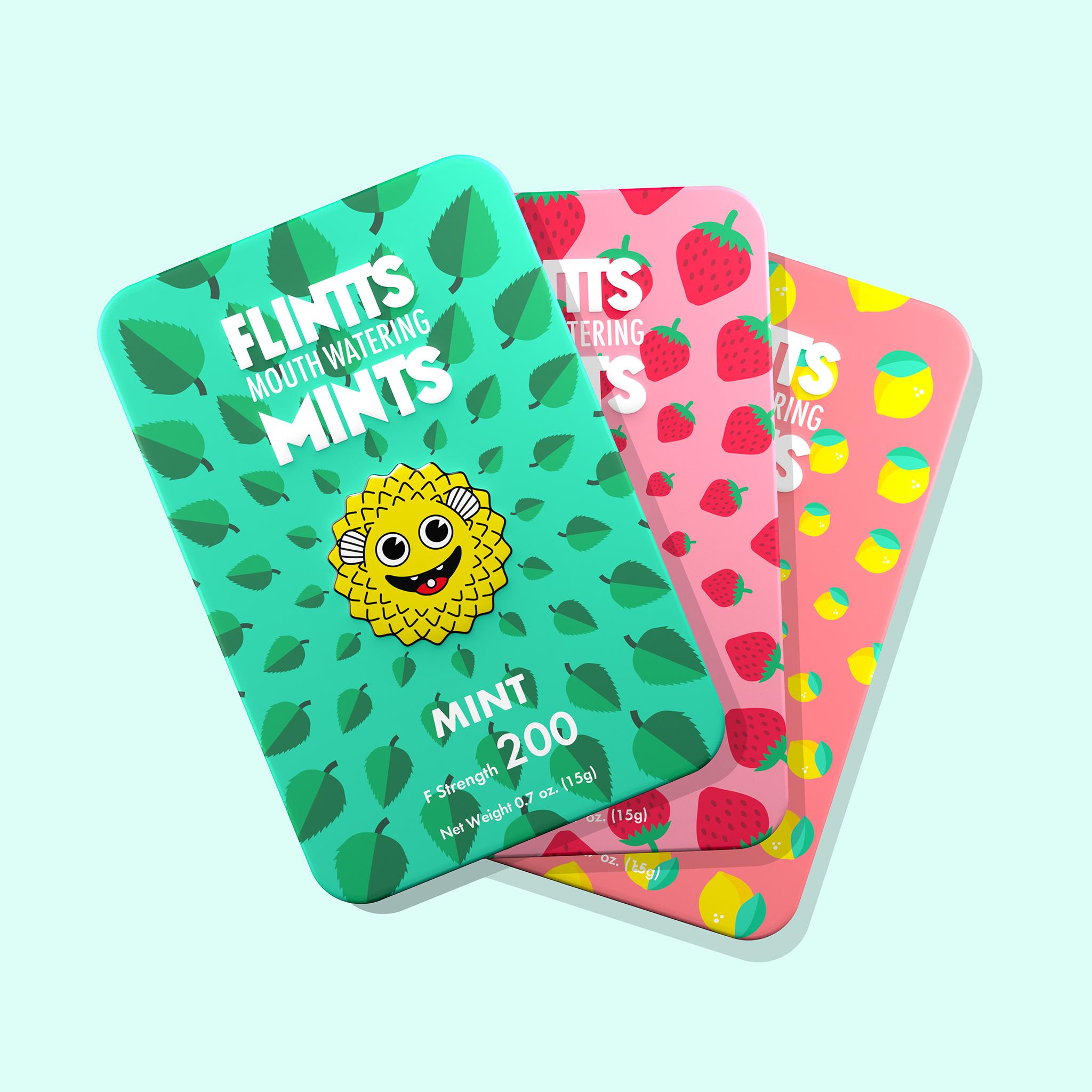 Flintts Mints After Party Variety 3 Pack- Mint, Strawberry Magic Lemon - Natural Flavors, Sugar-Free & Vegan, Dry Mouth