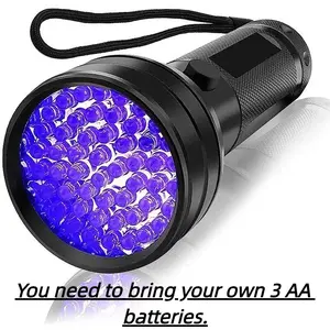 51 LED UV Flashlight for Pet Urine Detection, Detects Dog Cat Rabbit Urine, Spots, Scorpions, Bed Bugs, Dries UV Glue, Fake Bills, Battery Not Included