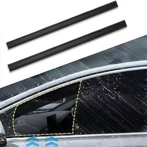 2PCS Window Rubber Wiper,Multifunctional Car Window Seal Strip,Dustproof & Elastic Car Weather Stripping with Inlaid Design, Easy Viewing of Rearview Mirror