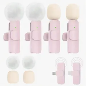 Wireless Lavalier Microphone for iPhone iPad TypeC Lapel Mics Plug-Play 2.4G Ultra-Low Delay Built-in Noise Reduction Chip Working Time for Video Recording Interview Podcast Vlog