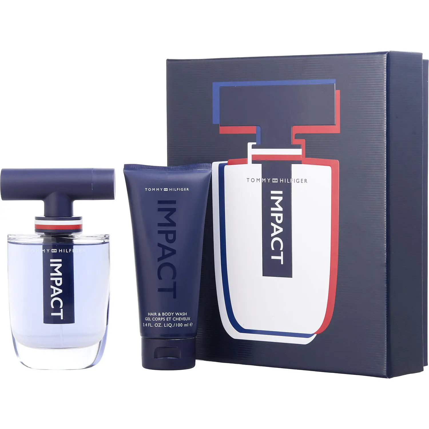 Tommy Hilfiger Impact Set-Edt Spray 3.4 Oz & Hair & Body Wash 3.3 Oz & Edt 0.14 Oz Mini For Men